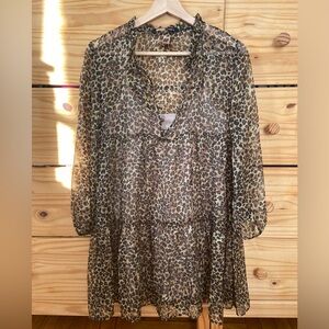 ZARA Chiffon Mini Cheetah Dress